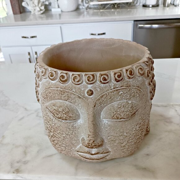 NEW! ORNATE BUDDAH CEMENT PLANTER POT ZEN - Picture 5 of 5